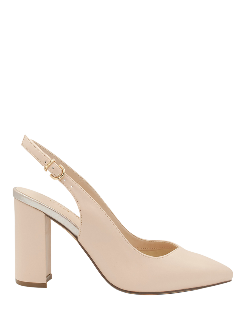 Product image 1 of 6, which shows Paradox London Giovanna Wide Fit Block Heeled Slingback Courts, Nude, 3