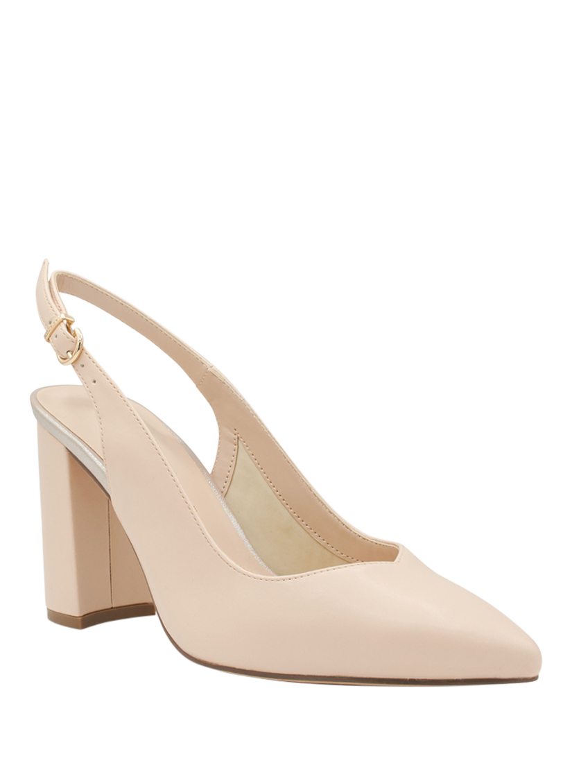 Product image 3 of 6, which shows Paradox London Giovanna Wide Fit Block Heeled Slingback Courts, Nude, 3