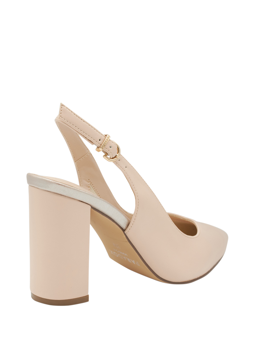 Product image 5 of 6, which shows Paradox London Giovanna Wide Fit Block Heeled Slingback Courts, Nude, 3