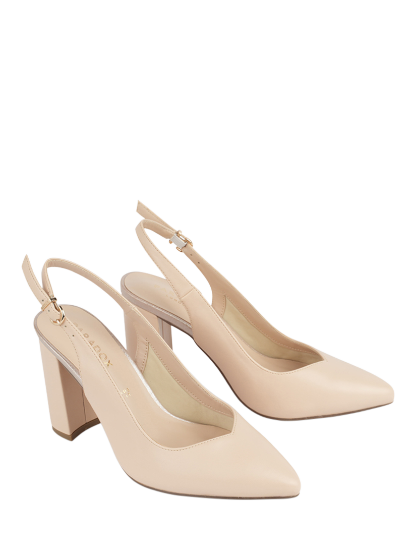 Product image 6 of 6, which shows Paradox London Giovanna Wide Fit Block Heeled Slingback Courts, Nude, 3
