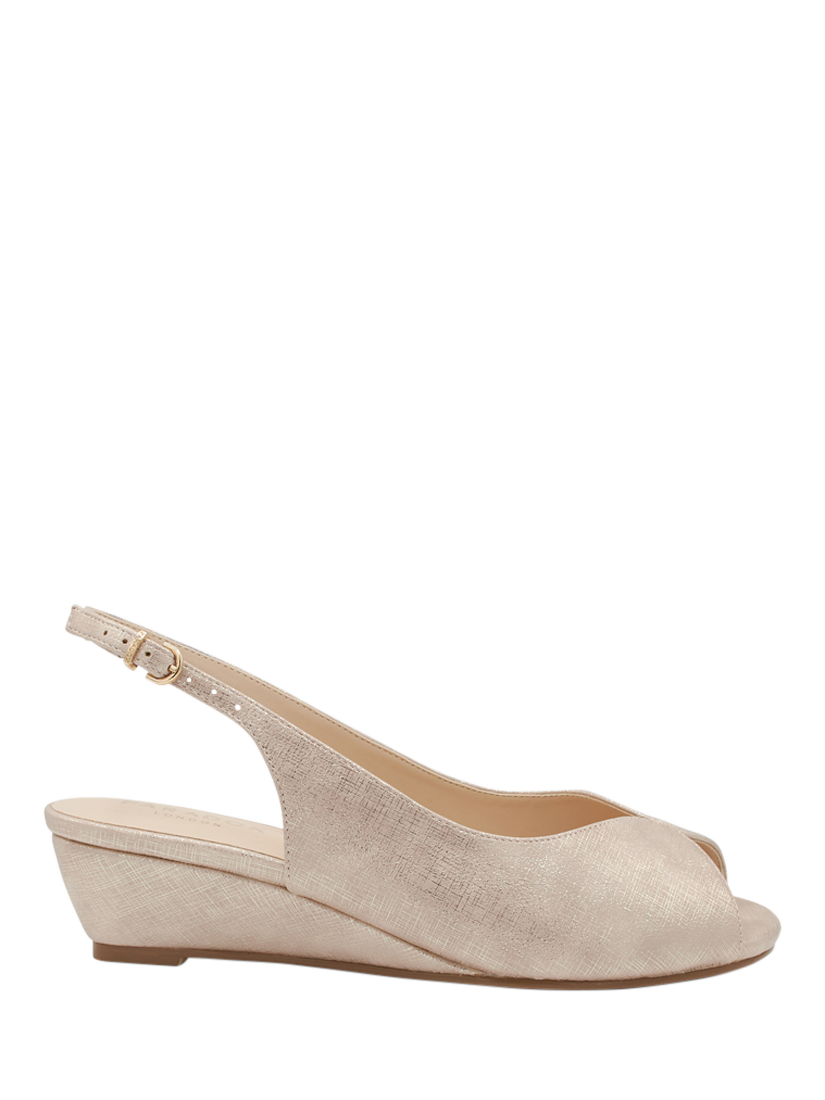 Product image 1 of 6, which shows Paradox London Janine Wide Fit Low Wedge Slingback Sandals, Nude, 3