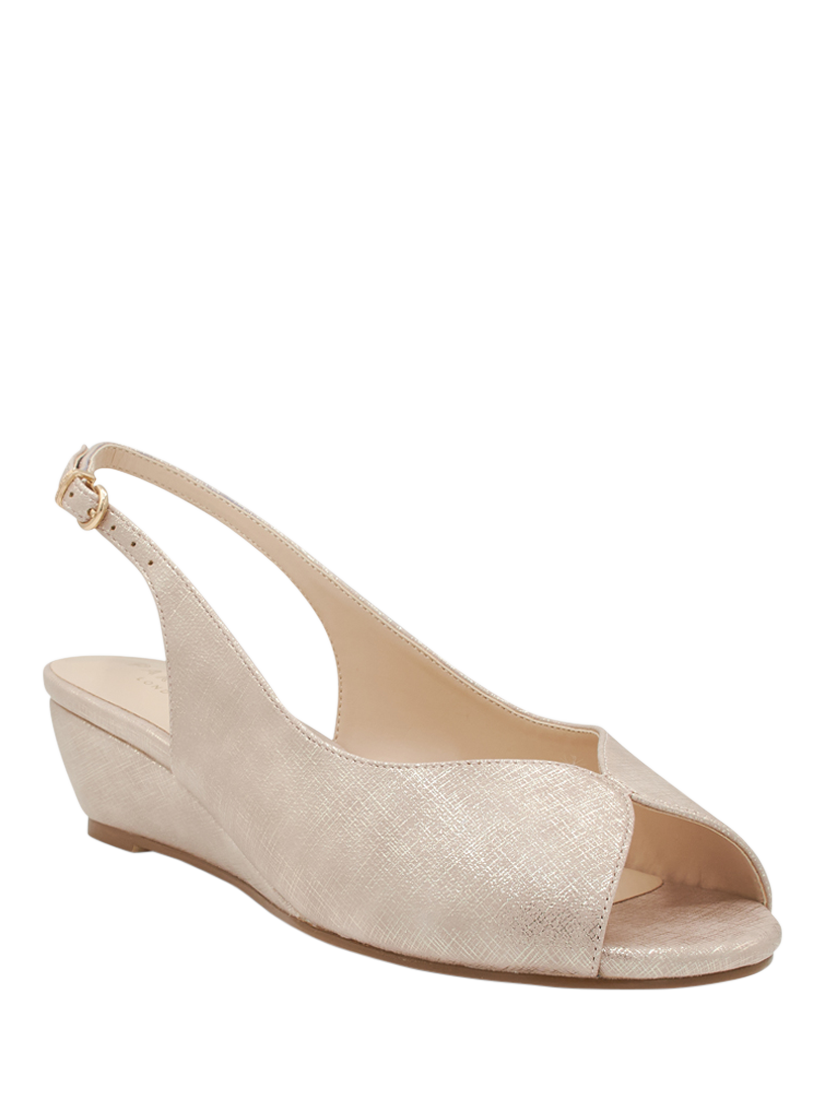 Product image 3 of 6, which shows Paradox London Janine Wide Fit Low Wedge Slingback Sandals, Nude, 3