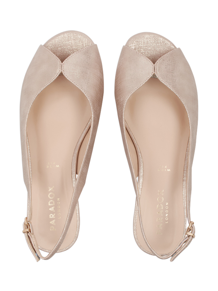 Product image 4 of 6, which shows Paradox London Janine Wide Fit Low Wedge Slingback Sandals, Nude, 3
