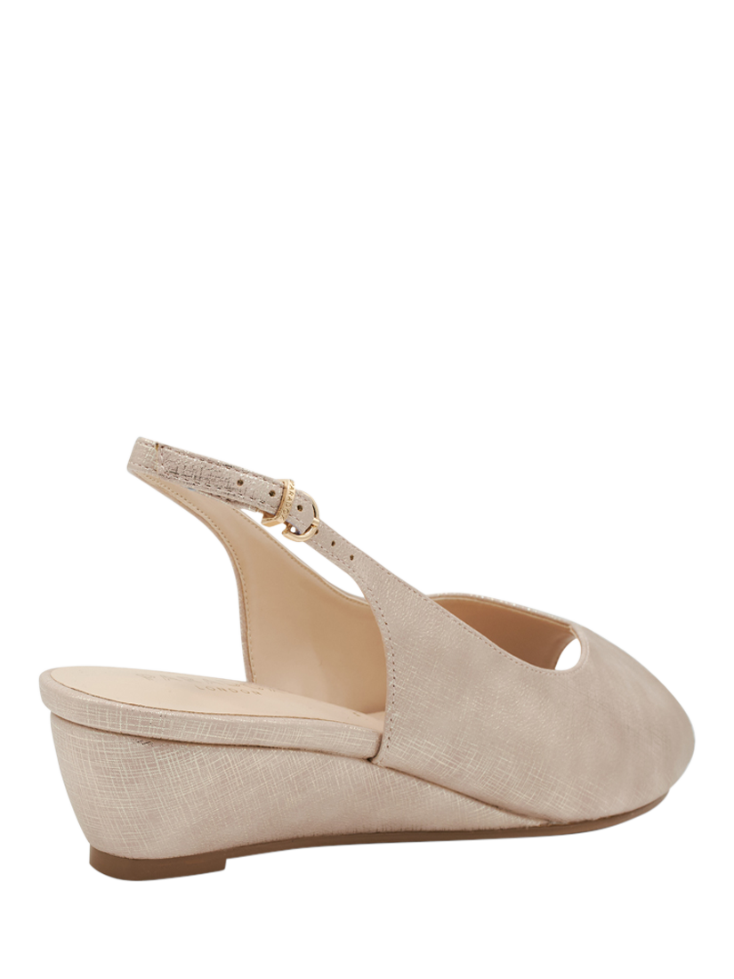 Product image 5 of 6, which shows Paradox London Janine Wide Fit Low Wedge Slingback Sandals, Nude, 3