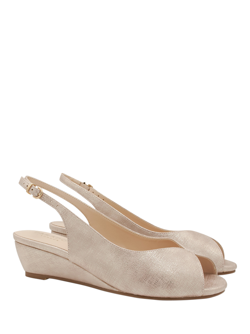 Product image 6 of 6, which shows Paradox London Janine Wide Fit Low Wedge Slingback Sandals, Nude, 3