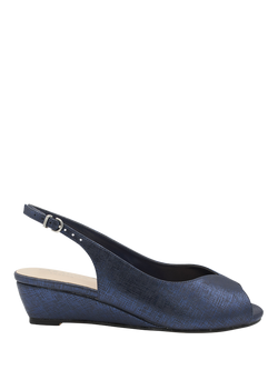Paradox London Janine Wide Fit Low Wedge Slingback Sandals, Navy