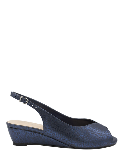 Paradox London Janine Wide Fit Low Wedge Slingback Sandals, Navy