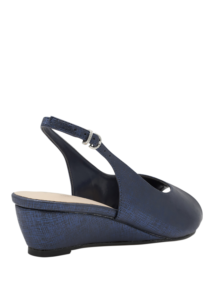Product image 5 of 5, which shows Paradox London Janine Wide Fit Low Wedge Slingback Sandals, Navy, 3