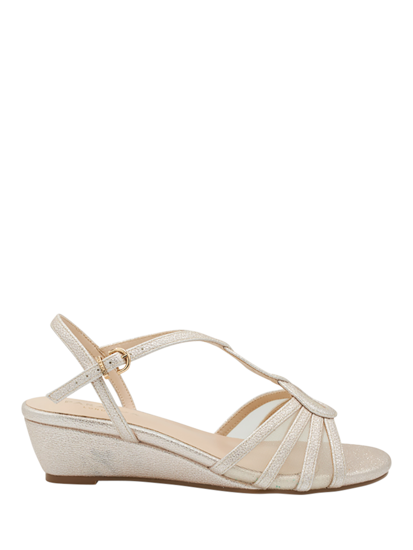 Product image 1 of 6, which shows Paradox London Jenna Metallic Wedge Sandals, Nude, 3