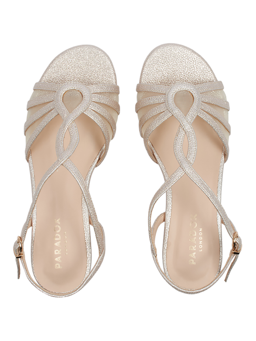 Product image 4 of 6, which shows Paradox London Jenna Metallic Wedge Sandals, Nude, 3