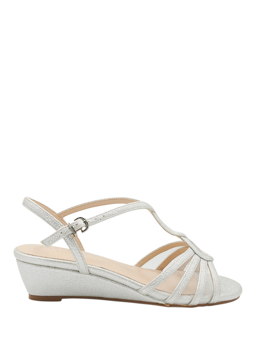Product image 1 of 6, which shows Paradox London Jenna Metallic Wedge Sandals, Silver, 3
