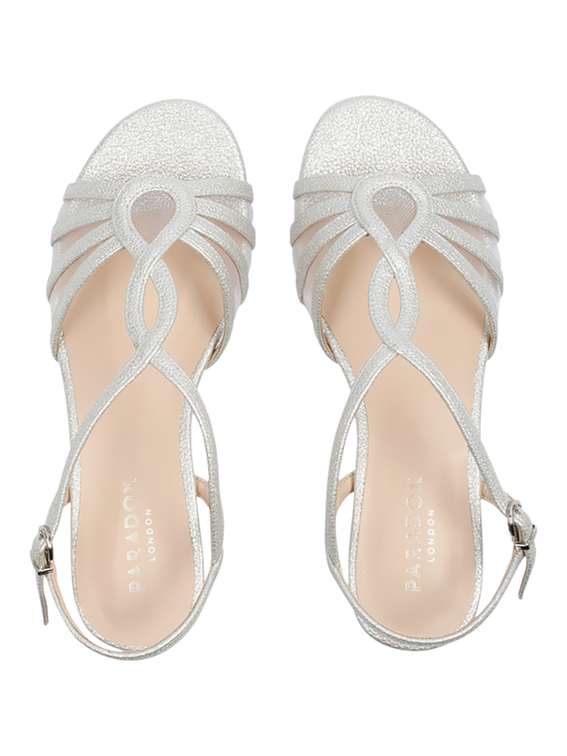 Product image 4 of 6, which shows Paradox London Jenna Metallic Wedge Sandals, Silver, 3