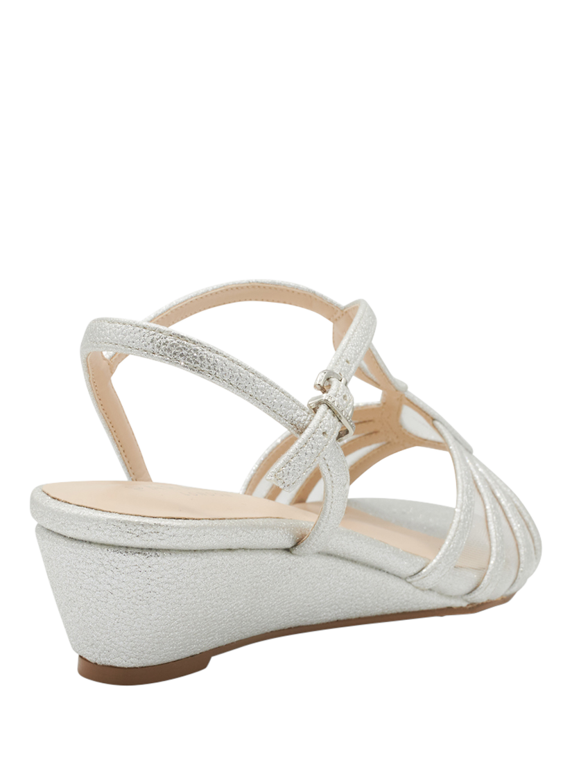 Product image 5 of 6, which shows Paradox London Jenna Metallic Wedge Sandals, Silver, 3