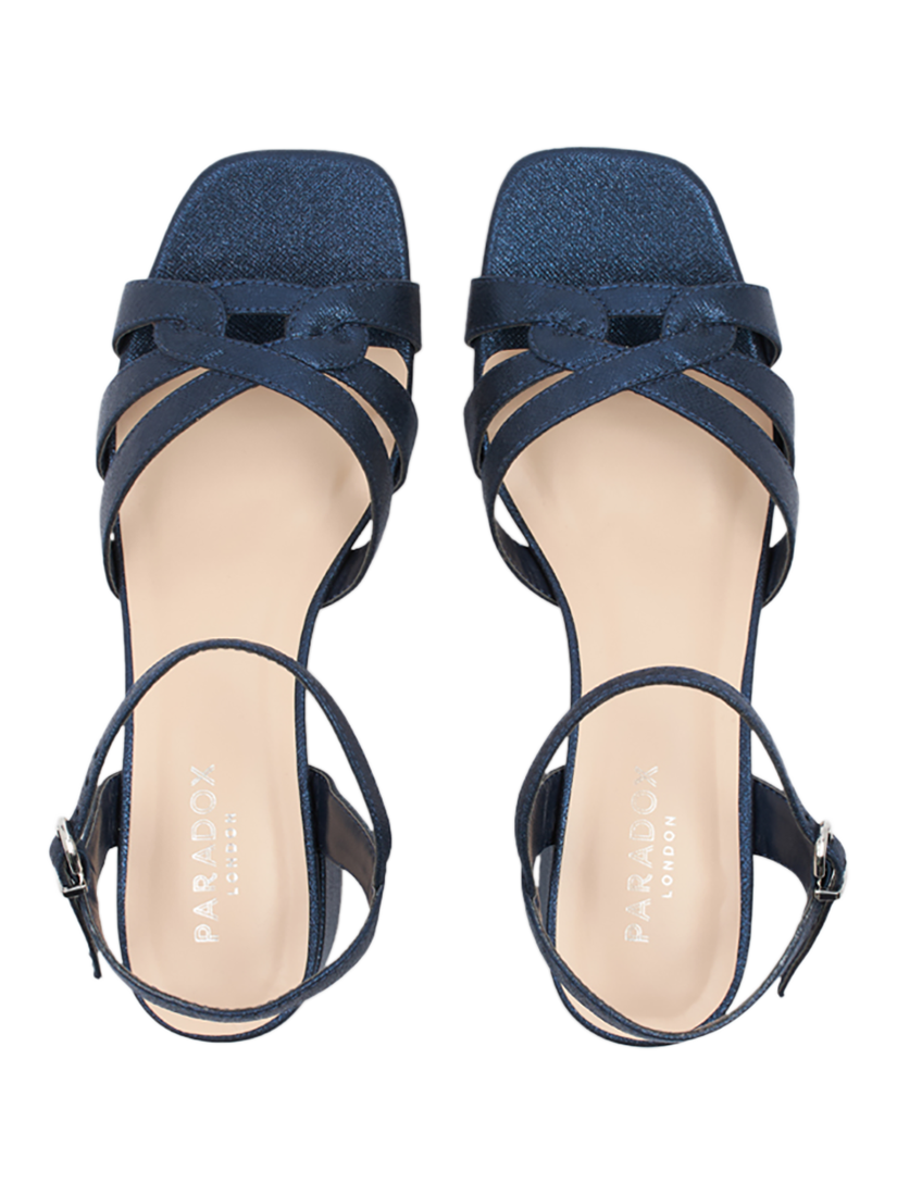 Product image 4 of 6, which shows Paradox London Marcia Block Heel Sandals, Navy, 3