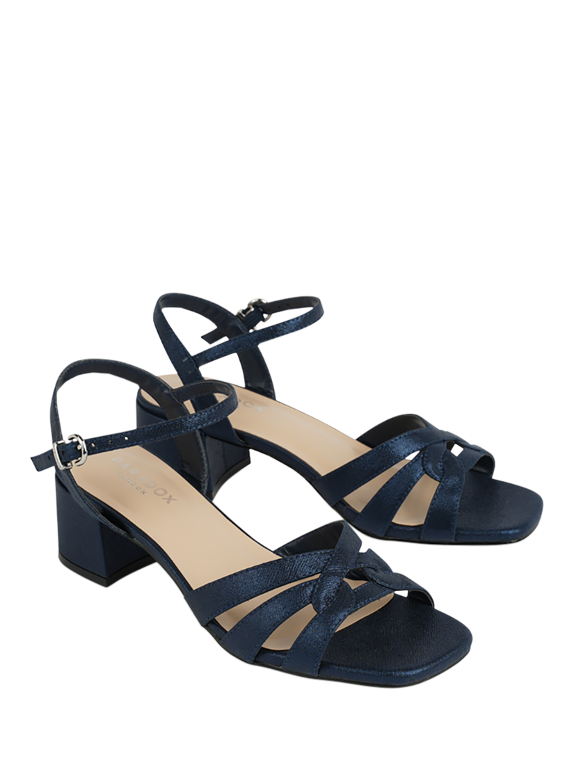 Product image 6 of 6, which shows Paradox London Marcia Block Heel Sandals, Navy, 3