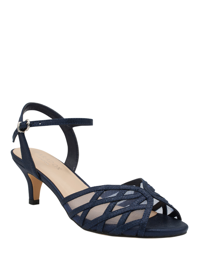 Product image 3 of 6, which shows Paradox London Marielle Glitter Strappy Heeled Sandals, Navy, 3