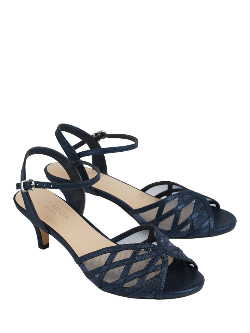 Product image 6 of 6, which shows Paradox London Marielle Glitter Strappy Heeled Sandals, Navy, 3