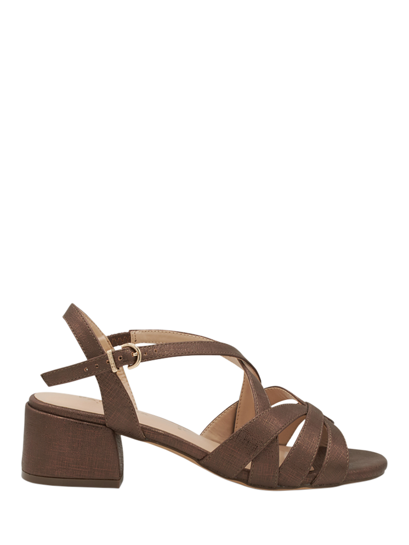 Product image 1 of 6, which shows Paradox London Nerissa Wide Fit Block Heeled Sandals, Bronze, 3