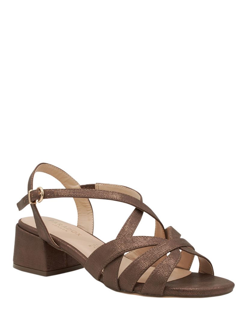Product image 3 of 6, which shows Paradox London Nerissa Wide Fit Block Heeled Sandals, Bronze, 3