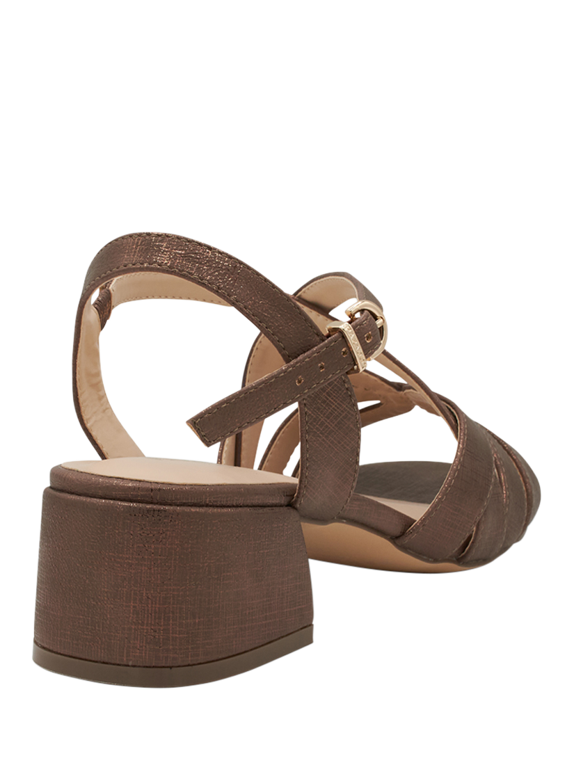 Product image 5 of 6, which shows Paradox London Nerissa Wide Fit Block Heeled Sandals, Bronze, 3