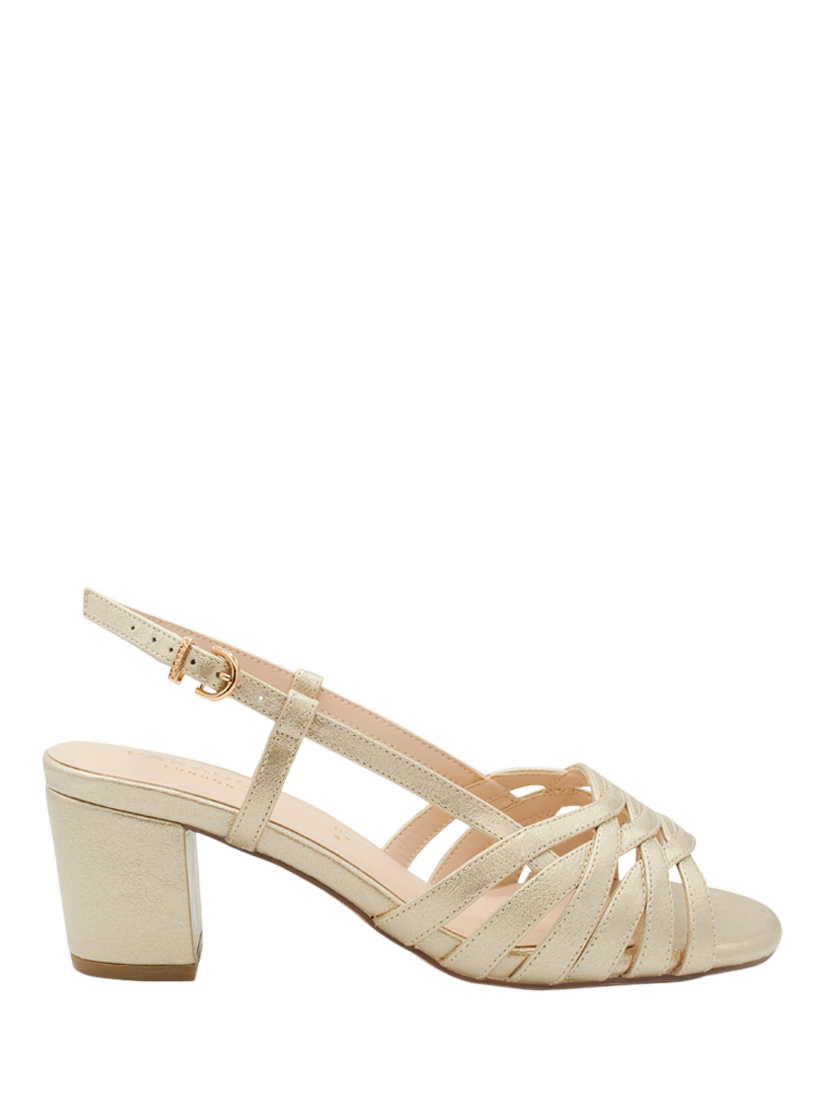 Product image 1 of 6, which shows Paradox London Nicolette Wide Fit Heeled Sandals, Champagne, 3