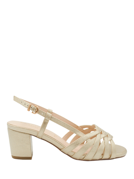 Paradox London Nicolette Wide Fit Heeled Sandals, Champagne
