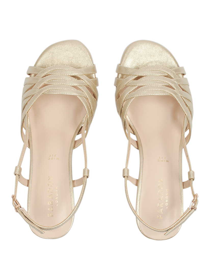 Product image 4 of 6, which shows Paradox London Nicolette Wide Fit Heeled Sandals, Champagne, 3