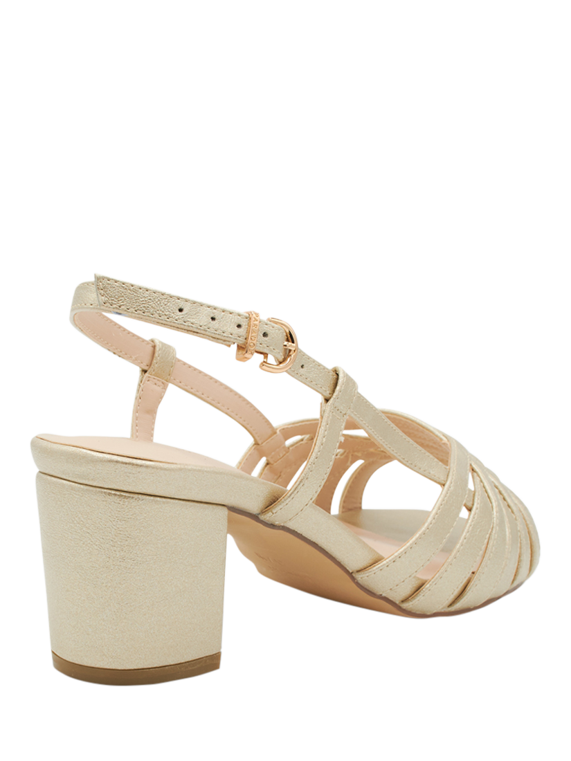 Product image 5 of 6, which shows Paradox London Nicolette Wide Fit Heeled Sandals, Champagne, 3