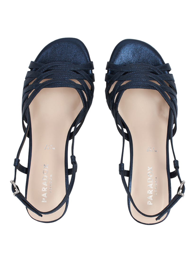 Product image 4 of 6, which shows Paradox London Nicolette Wide Fit Heeled Sandals, Navy, 3