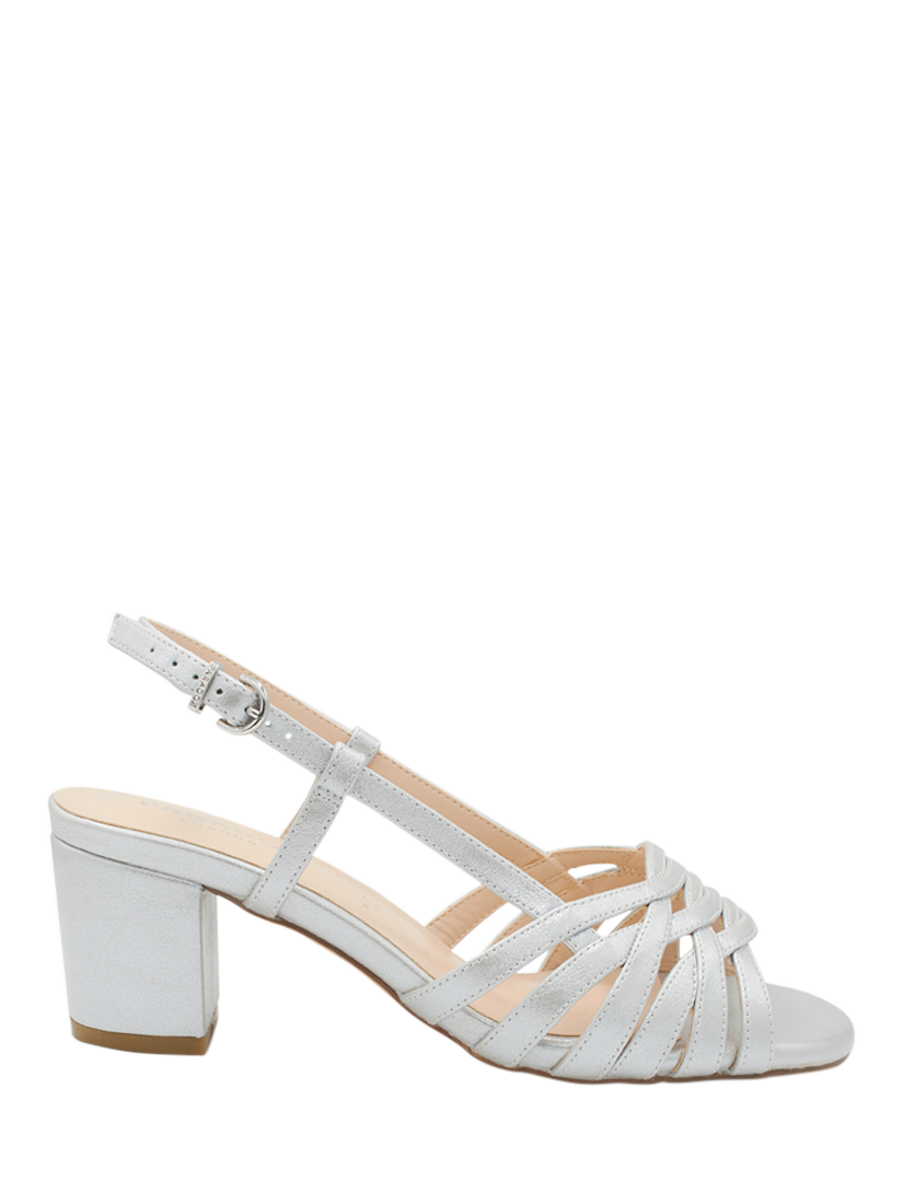 Product image 1 of 6, which shows Paradox London Nicolette Wide Fit Heeled Sandals, Silver, 3