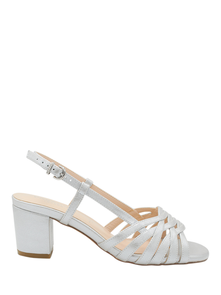 Paradox London Nicolette Wide Fit Heeled Sandals, Silver