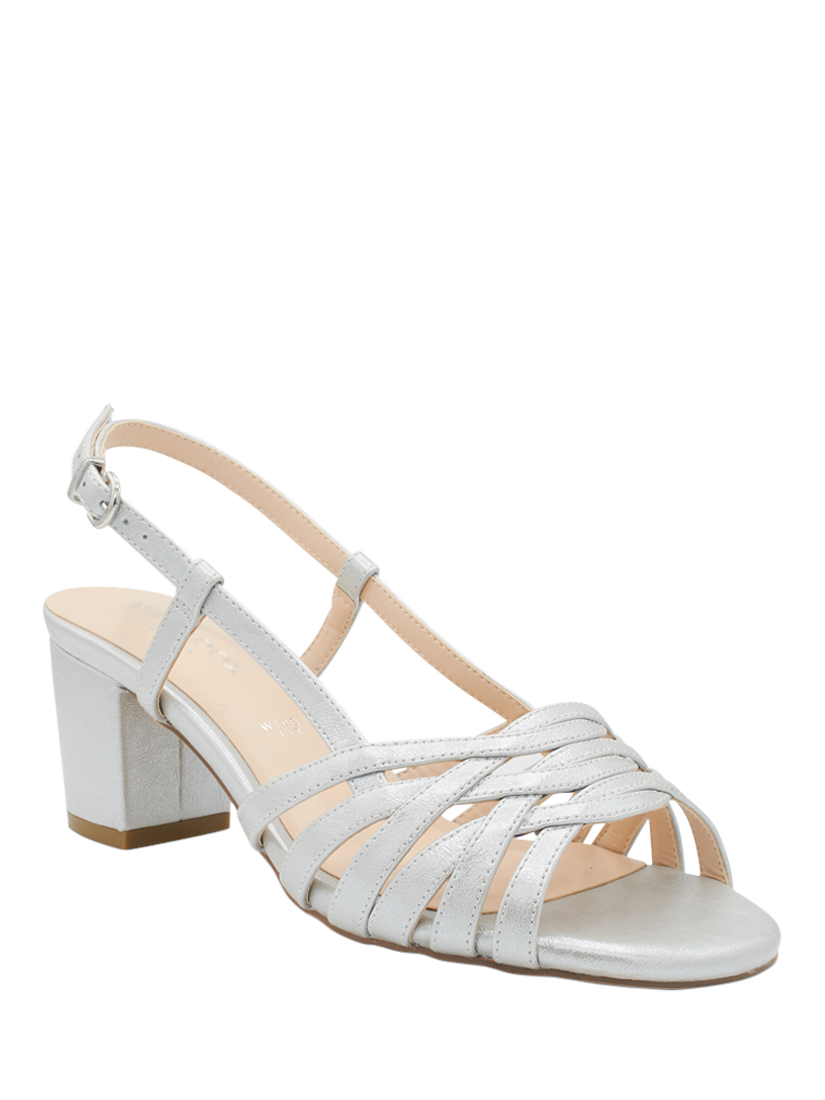 Product image 3 of 6, which shows Paradox London Nicolette Wide Fit Heeled Sandals, Silver, 3