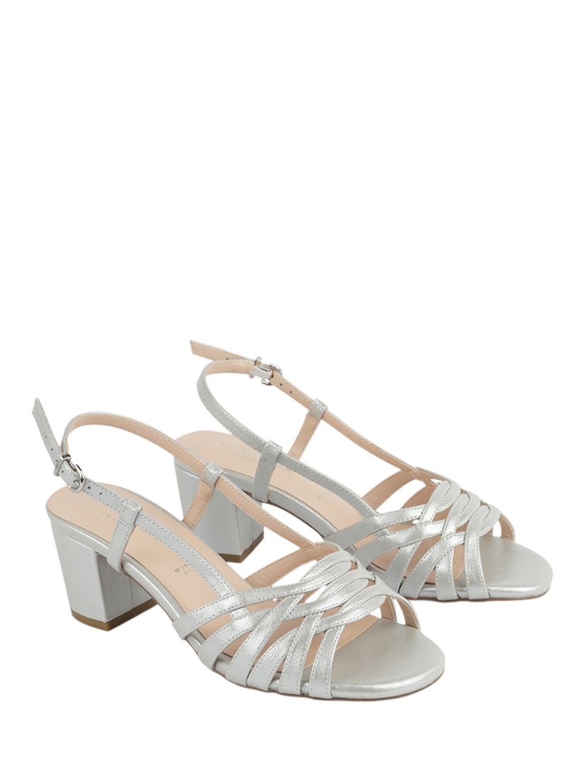 Product image 6 of 6, which shows Paradox London Nicolette Wide Fit Heeled Sandals, Silver, 3