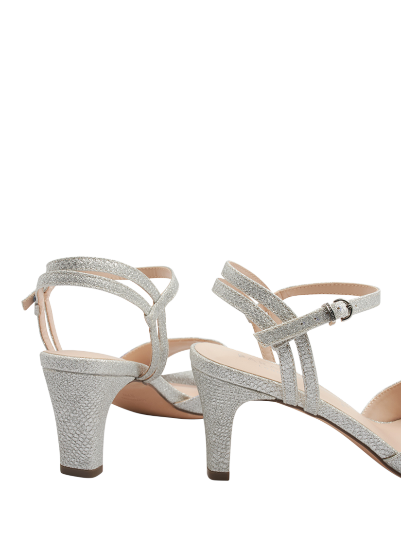 Product image 6 of 6, which shows Paradox London Nova Wide Fit Glitter Heeled Sandals, Silver, 3