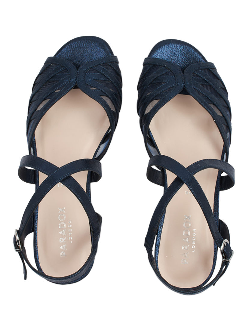 Product image 4 of 6, which shows Paradox London Polly Wide Fit Block Heeled Sandals, Navy, 3