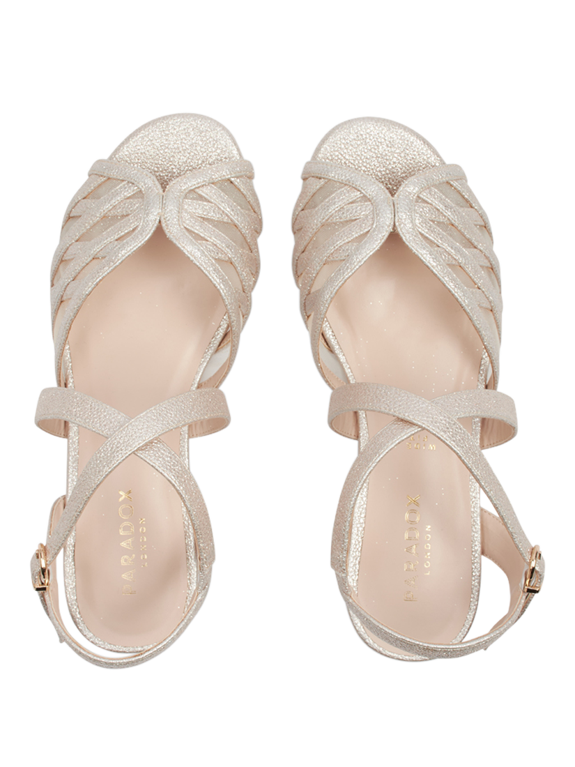 Product image 3 of 5, which shows Paradox London Polly Wide Fit Block Heeled Sandals, Nude, 3