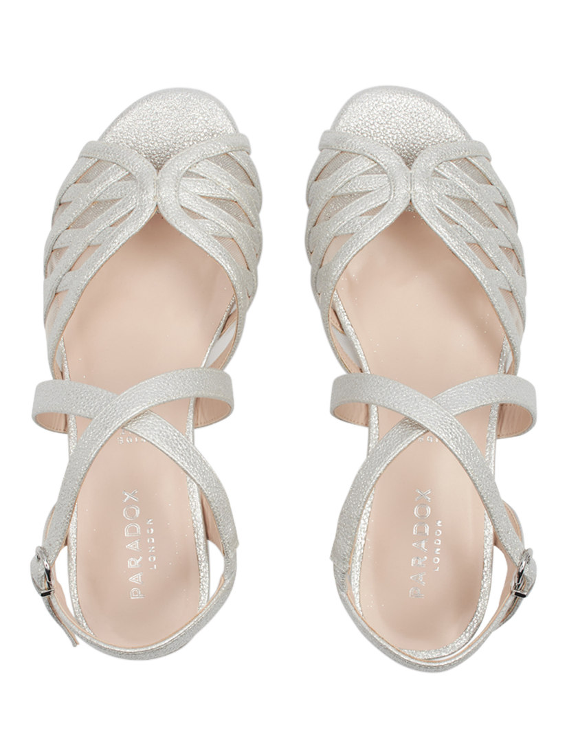 Product image 4 of 6, which shows Paradox London Polly Wide Fit Block Heeled Sandals, Silver, 3