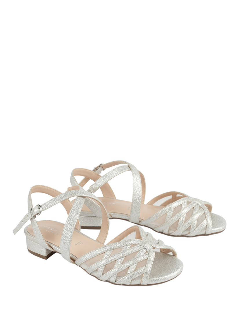Product image 6 of 6, which shows Paradox London Polly Wide Fit Block Heeled Sandals, Silver, 3
