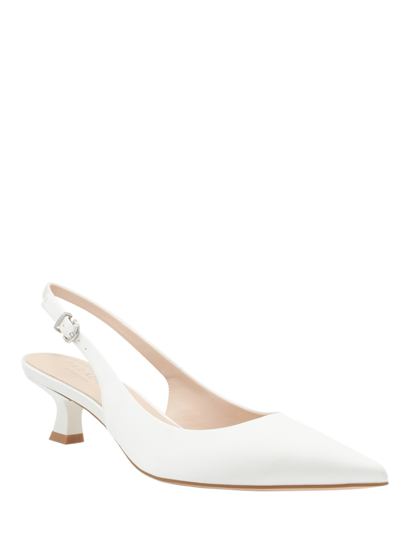 Product image 3 of 6, which shows Paradox London Anastasia Heeled Slingback Pointed Wedding Court Shoes, Ivory, 3