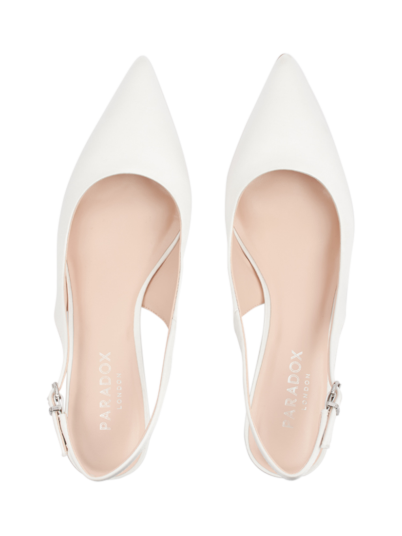 Product image 4 of 6, which shows Paradox London Anastasia Heeled Slingback Pointed Wedding Court Shoes, Ivory, 3