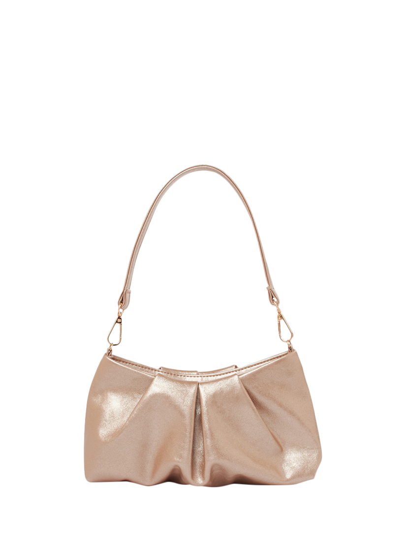 Product image 1 of 3, which shows Paradox London Oriana Metallic Shoulder Bag, Nude