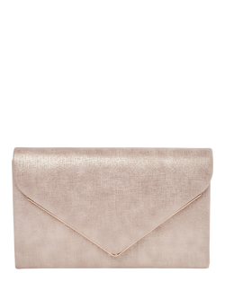 Paradox London Delyssa Flapover Clutch Bag, Nude Shimmer