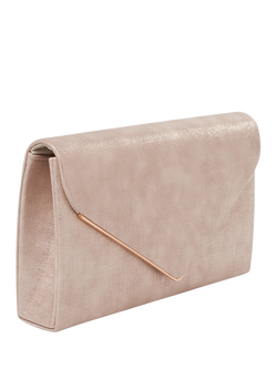 Paradox London Delyssa Flapover Clutch Bag - view 2, Nude Shimmer