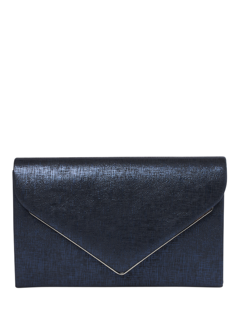 Product image 1 of 4, which shows Paradox London Delyssa Flapover Clutch Bag, Navy