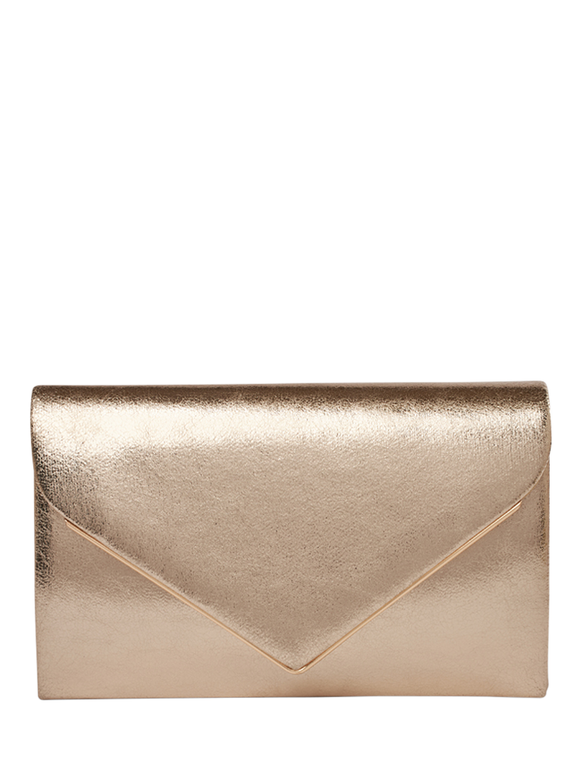 Product image 1 of 4, which shows Paradox London Delyssa Flapover Clutch Bag, Champagne