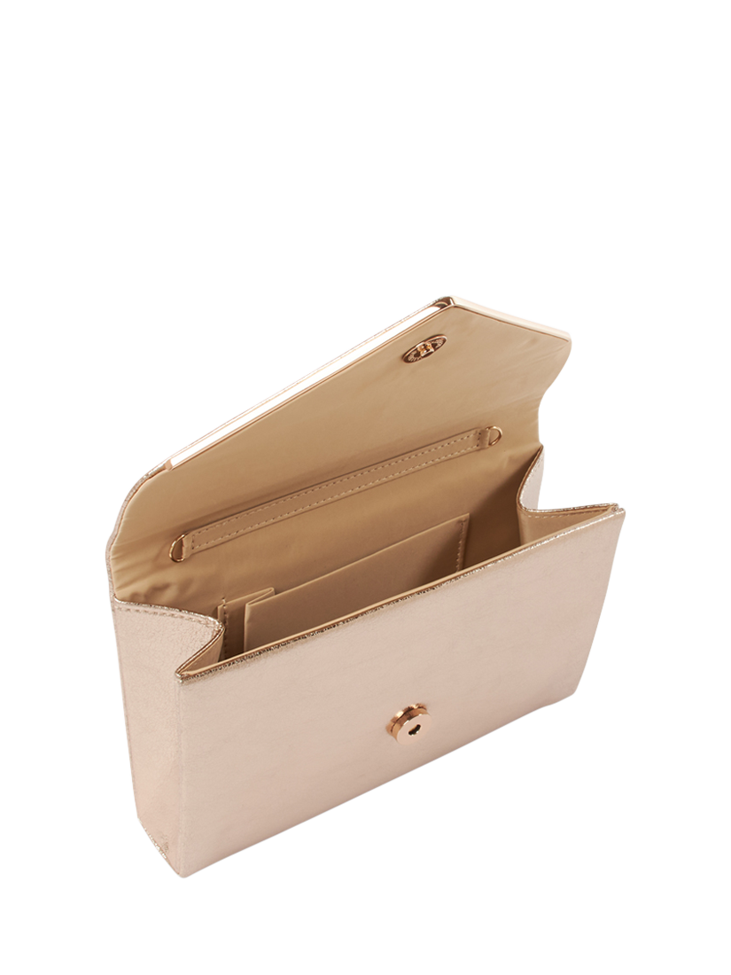 Product image 3 of 4, which shows Paradox London Delyssa Flapover Clutch Bag, Champagne