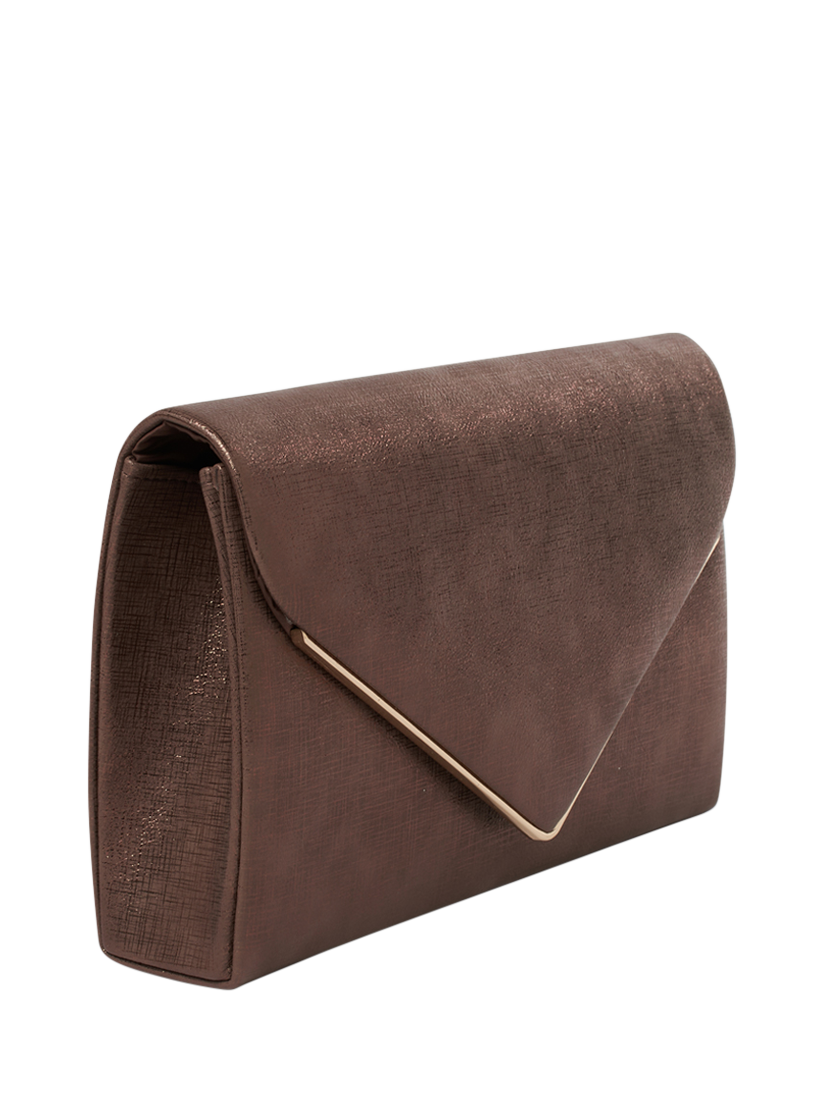 Product image 2 of 4, which shows Paradox London Delyssa Flapover Clutch Bag, Bronze