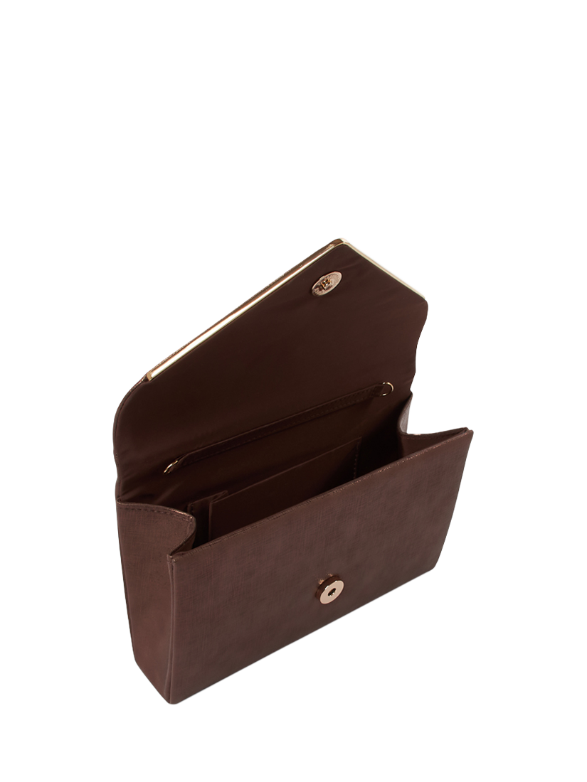 Product image 3 of 4, which shows Paradox London Delyssa Flapover Clutch Bag, Bronze