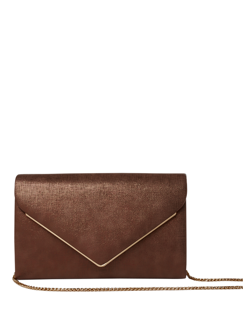 Product image 4 of 4, which shows Paradox London Delyssa Flapover Clutch Bag, Bronze