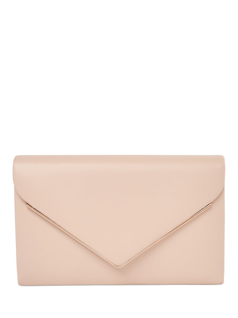 Product image 1 of 4, which shows Paradox London Delyssa Flapover Clutch Bag, Nude